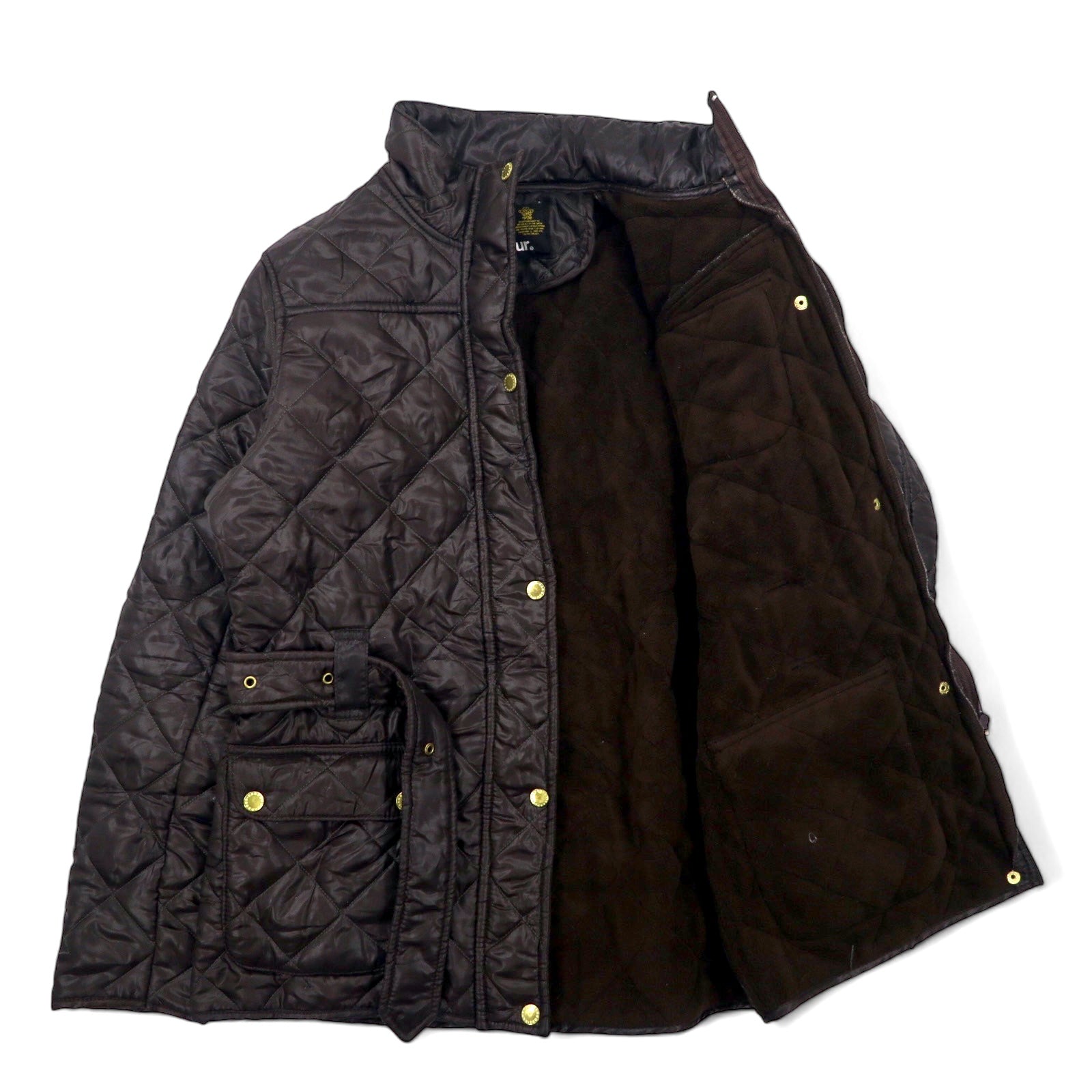 Barbour International Giacca trapuntata da moto L Marrone Poliestere Fodera in pile