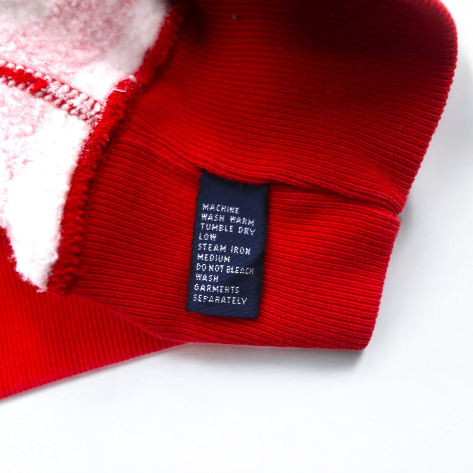 Polo by Ralph Lauren anni '90 Felpa girocollo M rossa a righe interno felpato ricamo piccolo pony