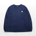 carhartt T-shirt a maniche lunghe, taglia L, blu navy, con taschino, prodotto in Honduras
