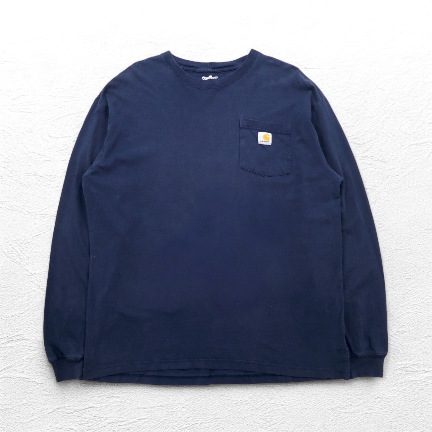 carhartt T-shirt a maniche lunghe, taglia L, blu navy, con taschino, prodotto in Honduras
