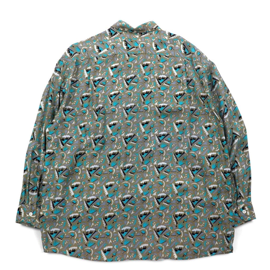 Vintage 90s Retro Shirt JESSE JAMES 総柄 シャツ L グレー キュプラ 胸ポケット
