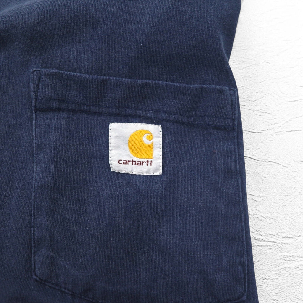 carhartt T-shirt a maniche lunghe, taglia L, blu navy, con taschino, prodotto in Honduras