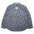 Eddie Bauer Camicia button-down L blu navy cotone fantasia animale Prodotto inutilizzato