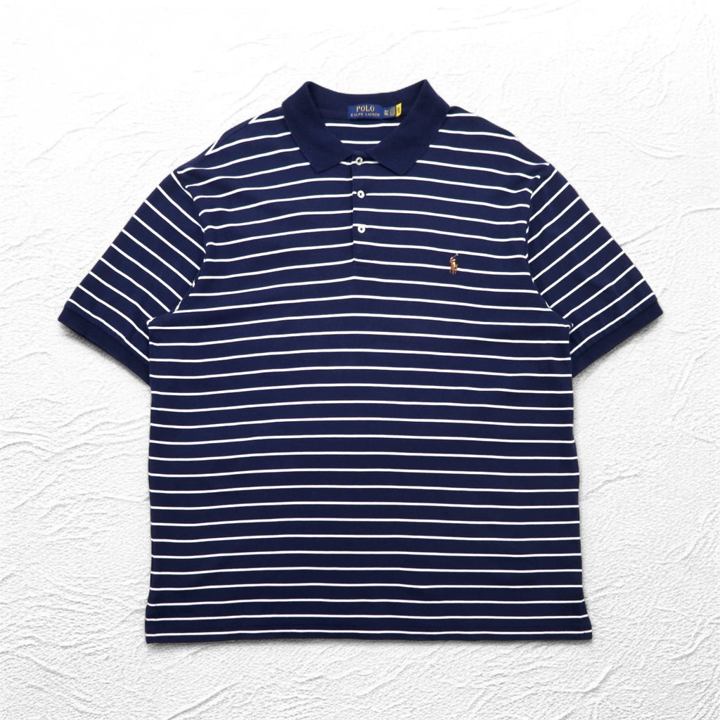 POLO RALPH LAUREN Polo a righe XL navy cotone ricamo piccolo pony