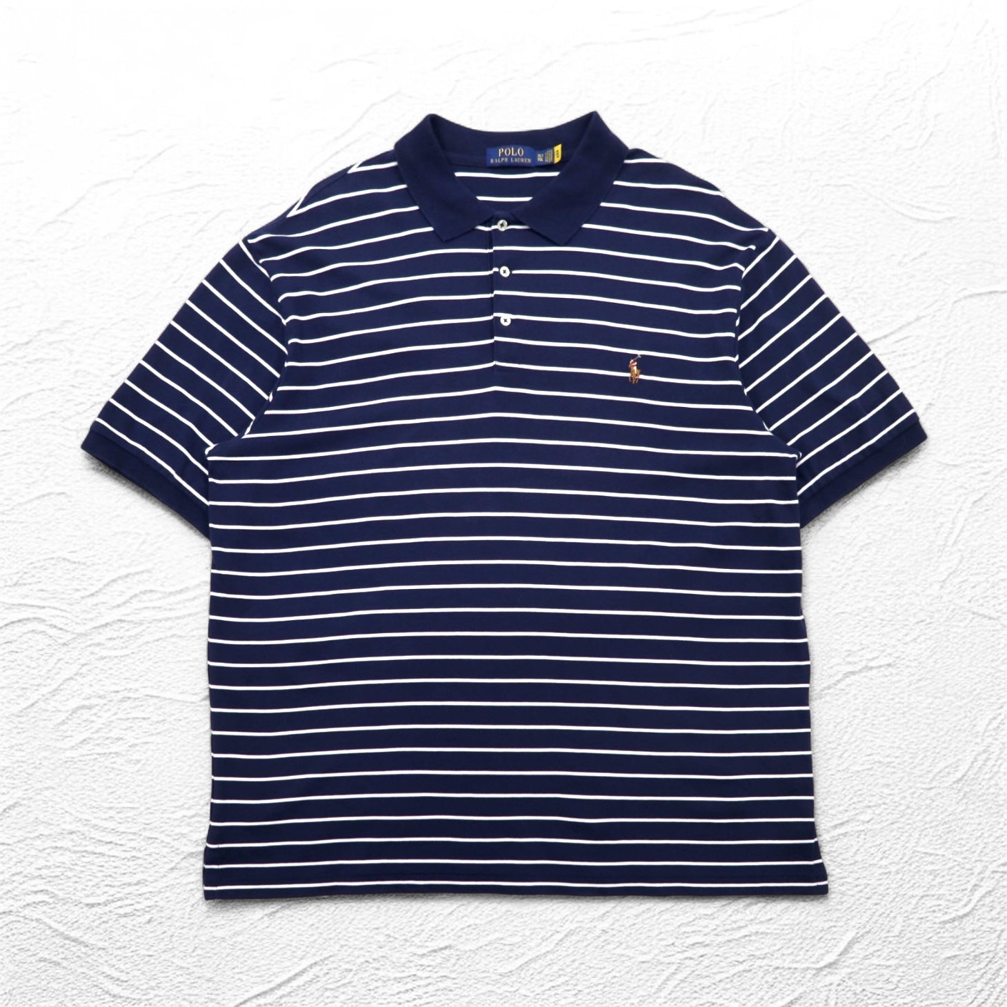POLO RALPH LAUREN ボーダー ポロシャツ XL ネイビー コットン スモールポニー刺繍