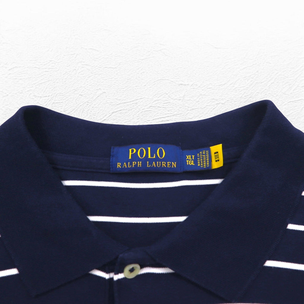POLO RALPH LAUREN Polo a righe XL navy cotone ricamo piccolo pony