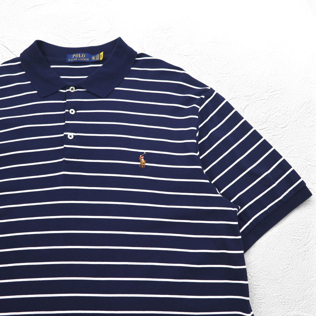 POLO RALPH LAUREN Polo a righe XL navy cotone ricamo piccolo pony