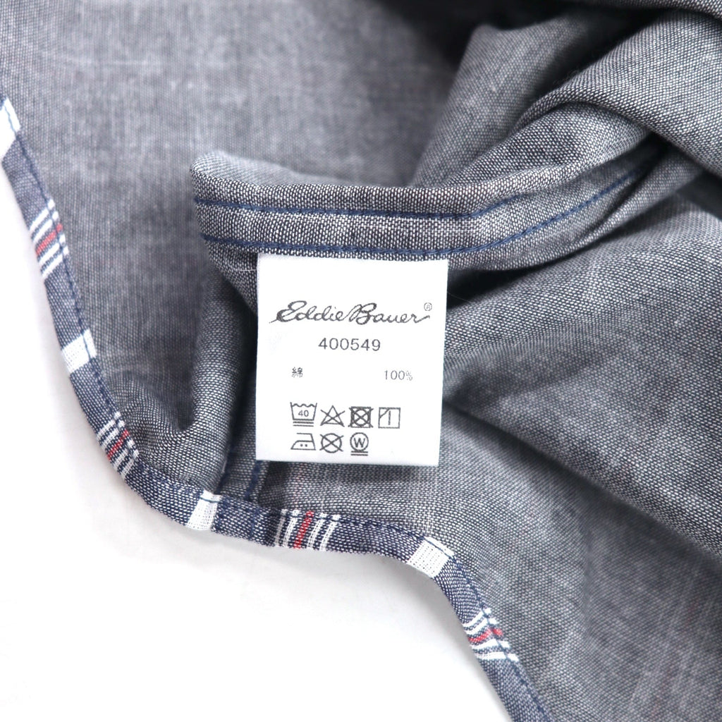 Eddie Bauer ダブルクロス ボタンダウンシャツ L ブルー コットン ストライプ 未使用品