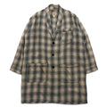 Sunday Works USA Made Gown Coat S Khaki Plaid Cotton UNION MADE
