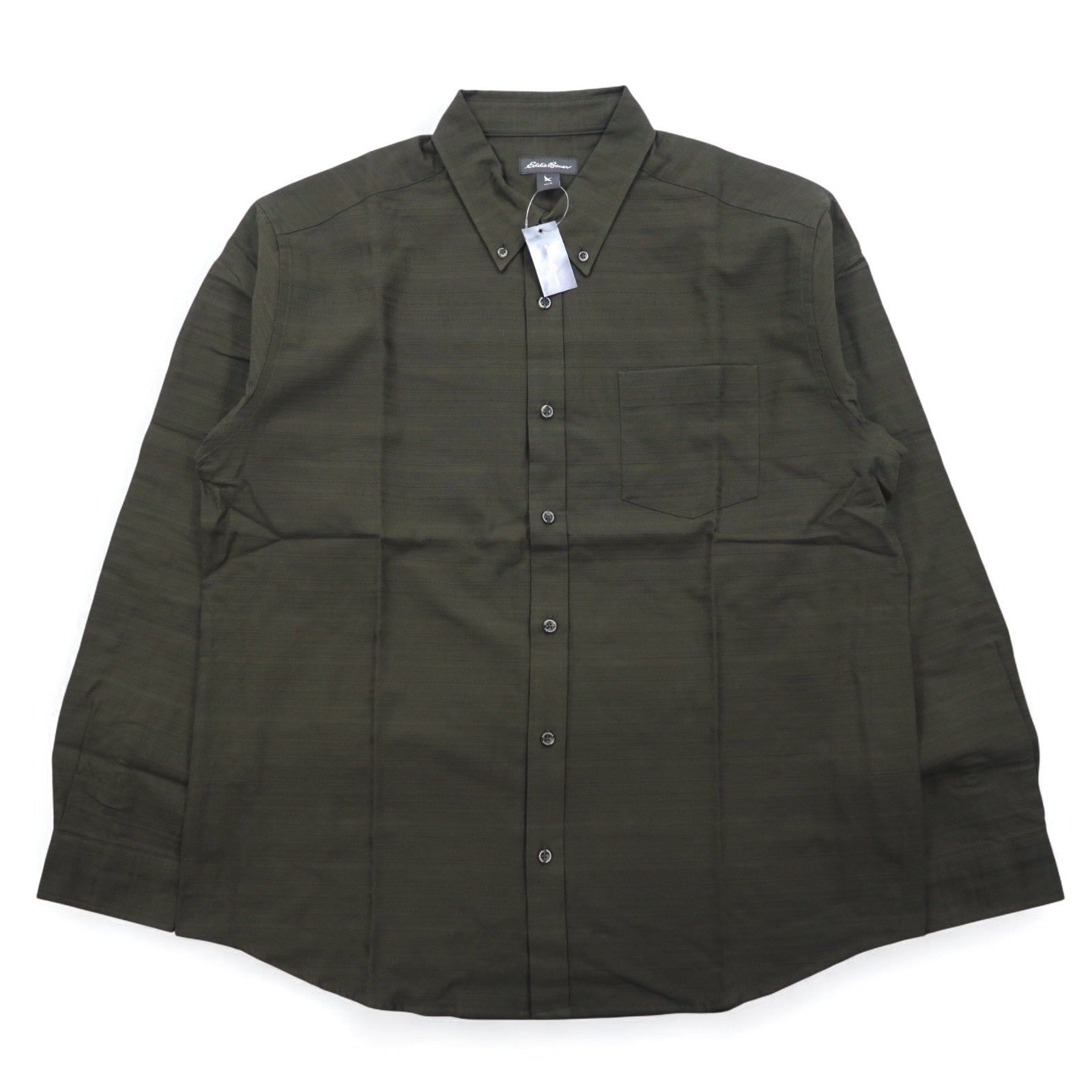 Eddie Bauer Camicia button-down in dobby L Cachi Fantasia Cotone Nuovo con etichette