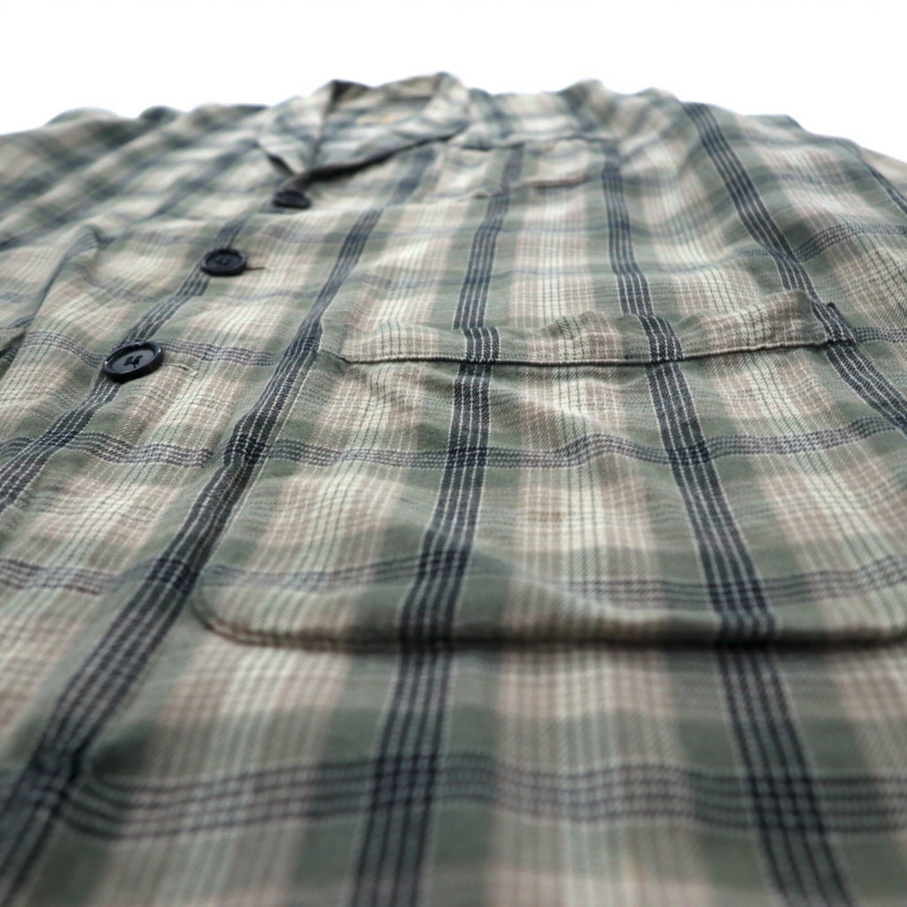 Sunday Works USA Made Gown Coat S Khaki Plaid Cotton UNION MADE