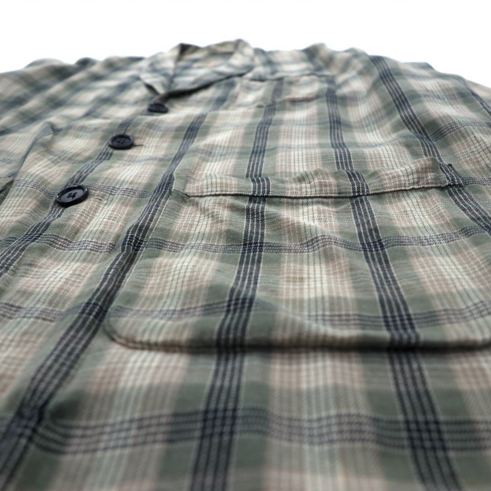 Sunday Works USA Made Gown Coat S Khaki Plaid Cotton UNION MADE