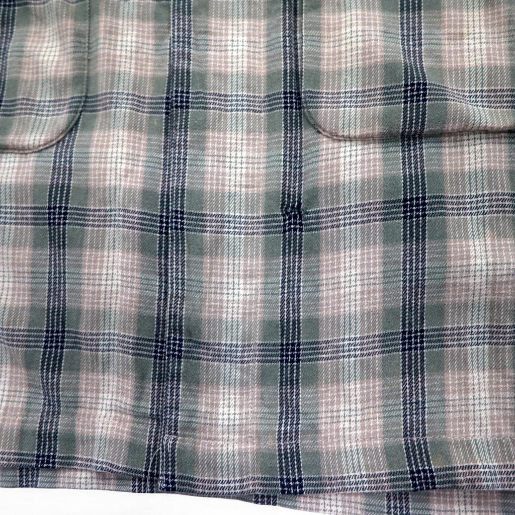 Sunday Works USA Made Gown Coat S Khaki Plaid Cotton UNION MADE