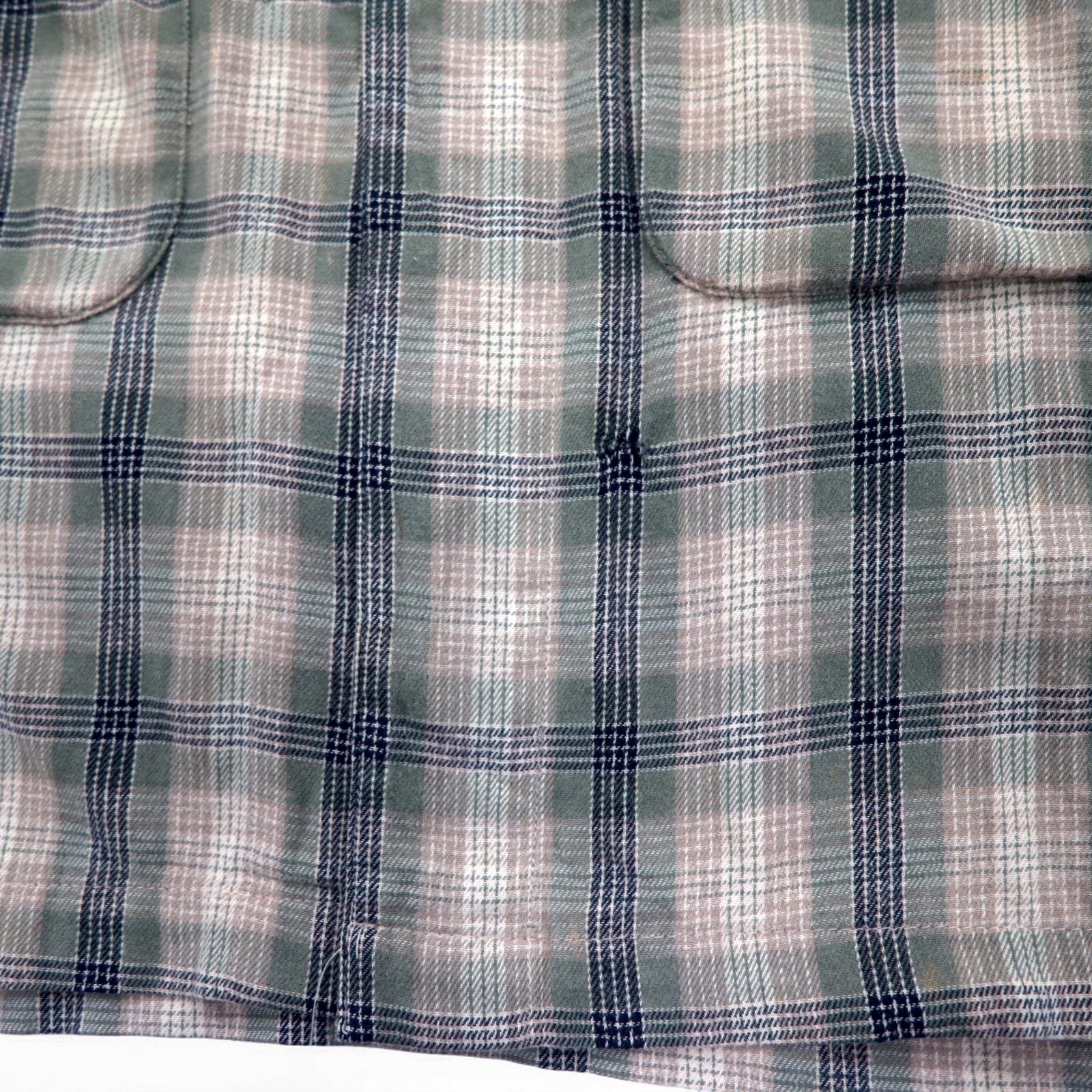 Sunday Works USA Made Gown Coat S Khaki Plaid Cotton UNION MADE