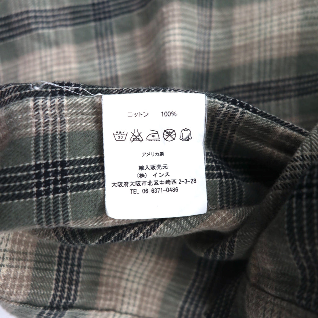 Sunday Works USA Made Gown Coat S Khaki Plaid Cotton UNION MADE