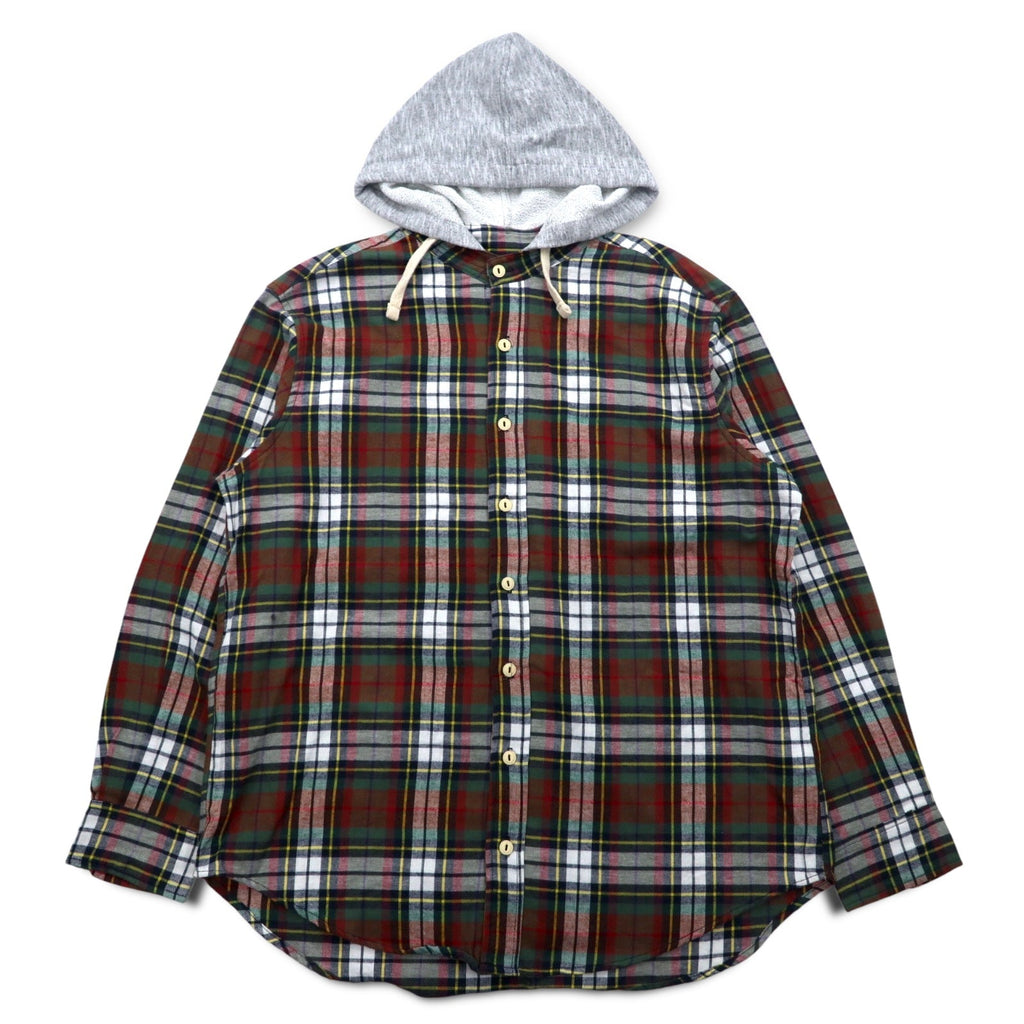 Sunday Works USA, camicia a quadri con cappuccio, taglia XL, rossa e verde, UNION MADE