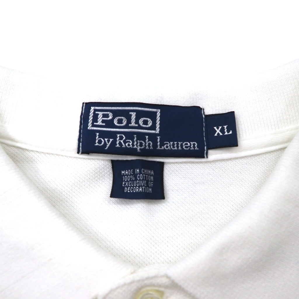 Polo by Ralph Lauren anni '90 Polo XL Bianco Cotone Piquet Polo Player Logo ricamato sulla schiena