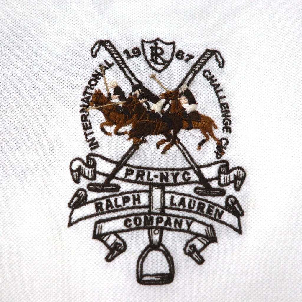 Polo by Ralph Lauren anni '90 Polo XL Bianco Cotone Piquet Polo Player Logo ricamato sulla schiena