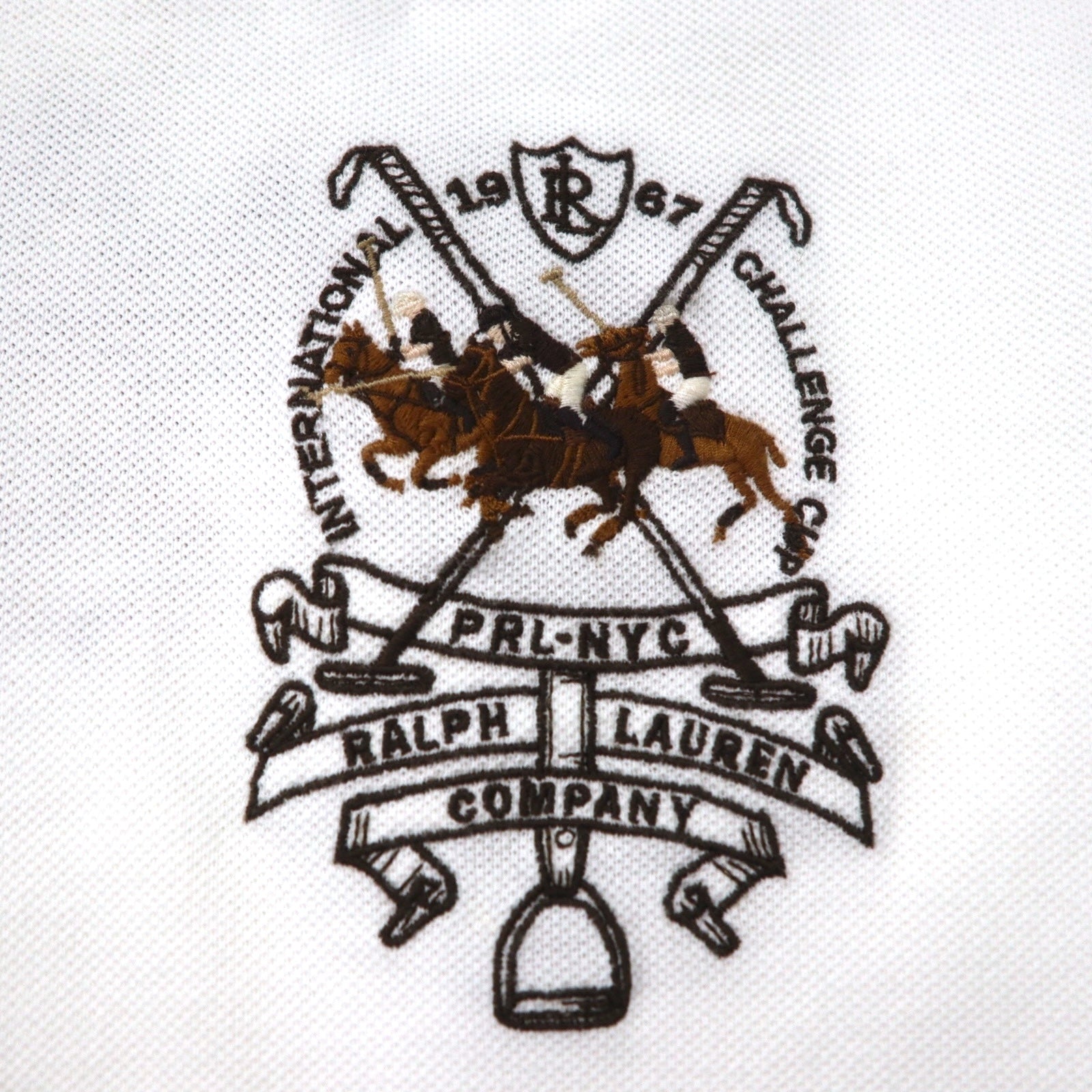 Polo by Ralph Lauren anni '90 Polo XL Bianco Cotone Piquet Polo Player Logo ricamato sulla schiena