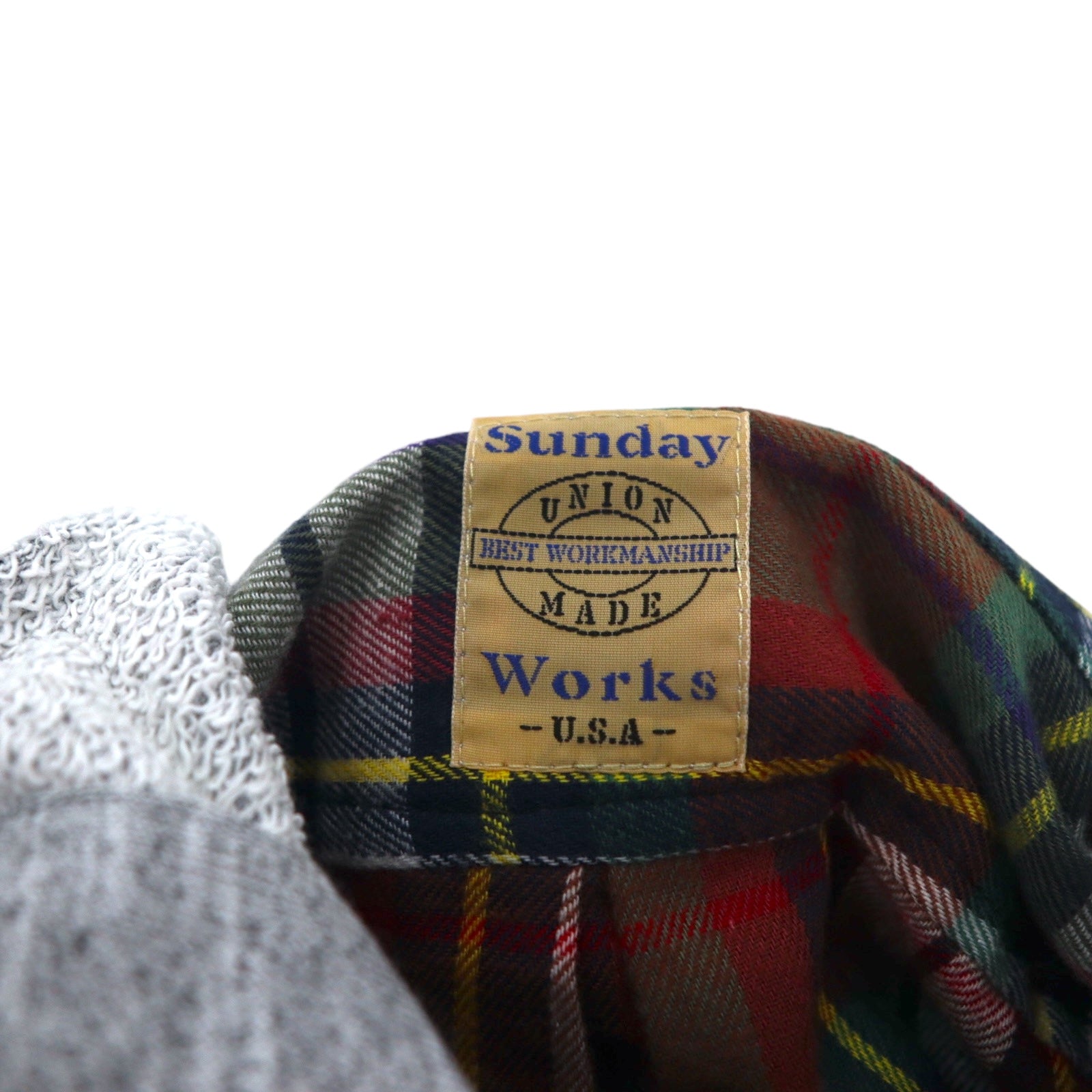 Sunday Works USA, camicia a quadri con cappuccio, taglia XL, rossa e verde, UNION MADE
