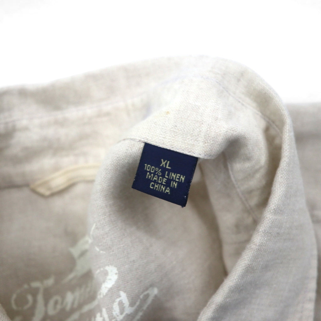 90s Vintage Linen Shirt リネンシャツ XL ベージュ 胸ポケット 麻 Tommy Bahama