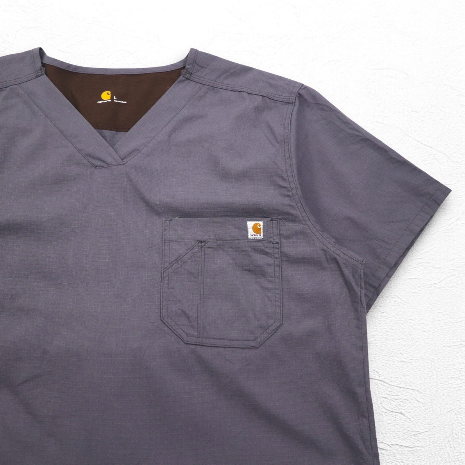 carhartt リップストップ プルオーバー メディカルシャツ ドクターシャツ L グレー 胸ポケット C15108