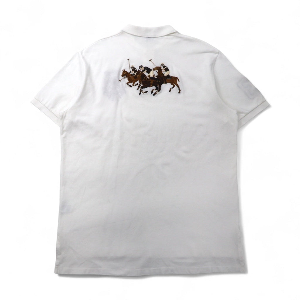Polo by Ralph Lauren anni '90 Polo XL Bianco Cotone Piquet Polo Player Logo ricamato sulla schiena