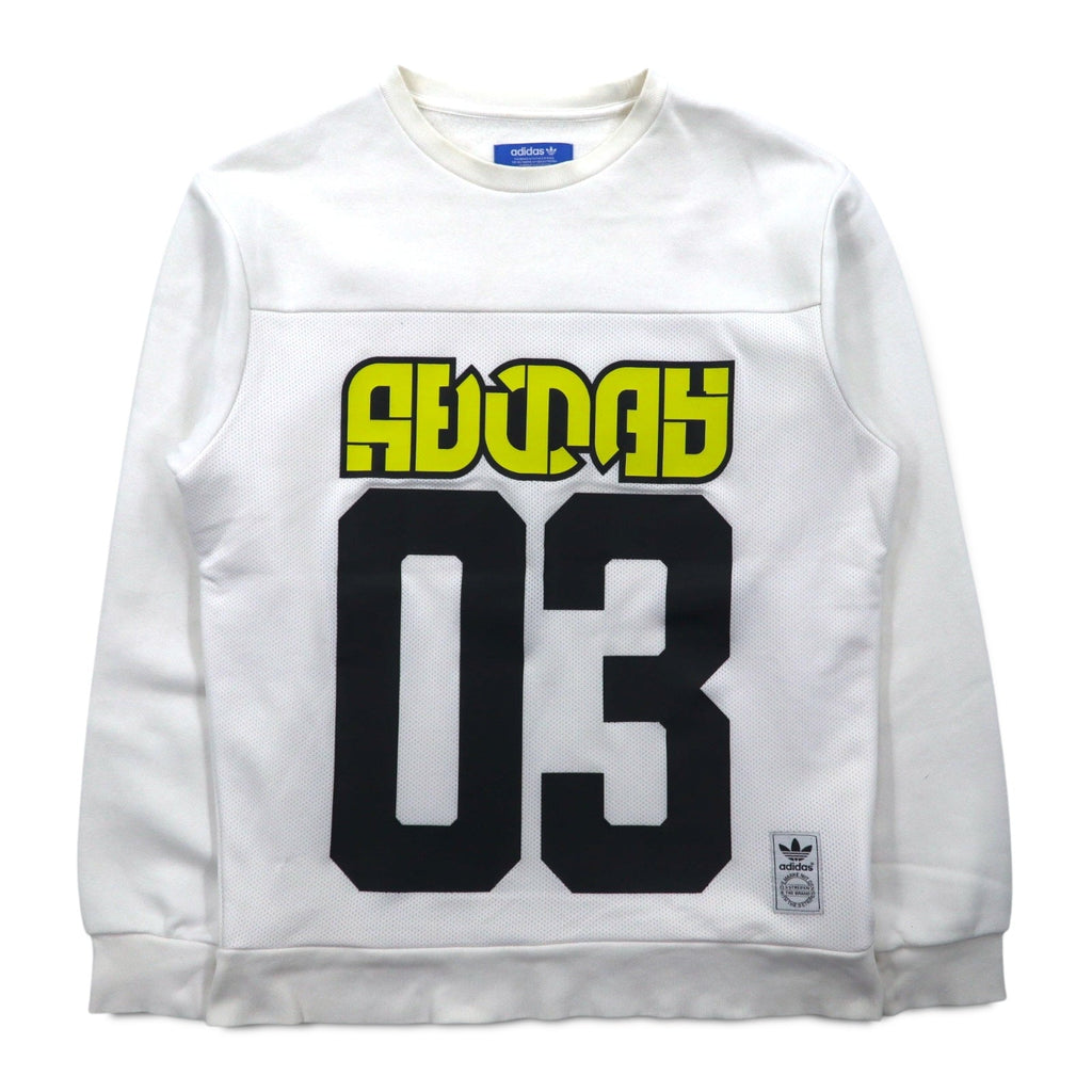 adidas originals Felpa stampata numerata XS bianca con inserti in mesh WINTER CREW SWEATSHIRT BS2626