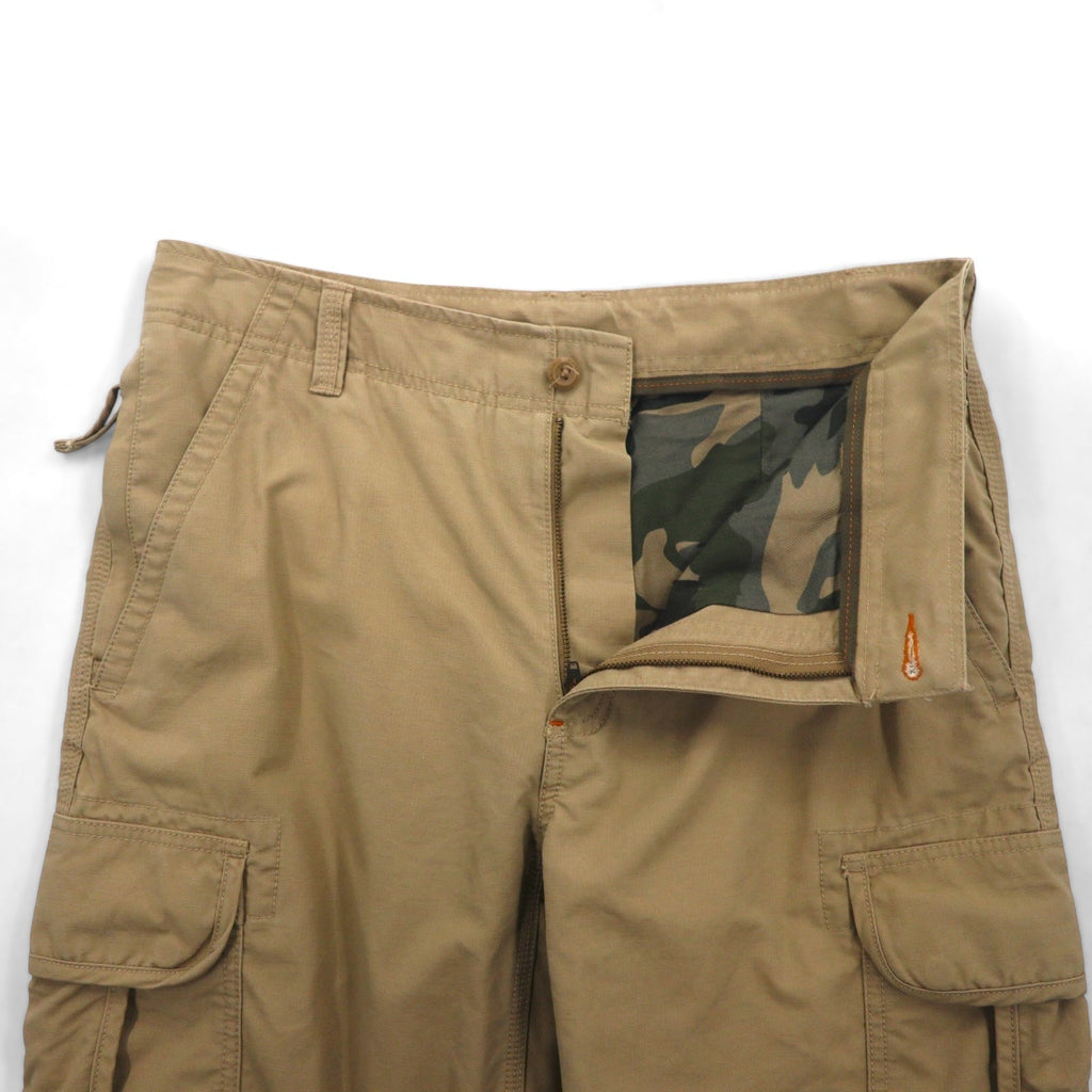 L.L.Bean アウトドア カーゴパンツ M ベージュ コットン NATURAL FIT カモフラ 裏地505908