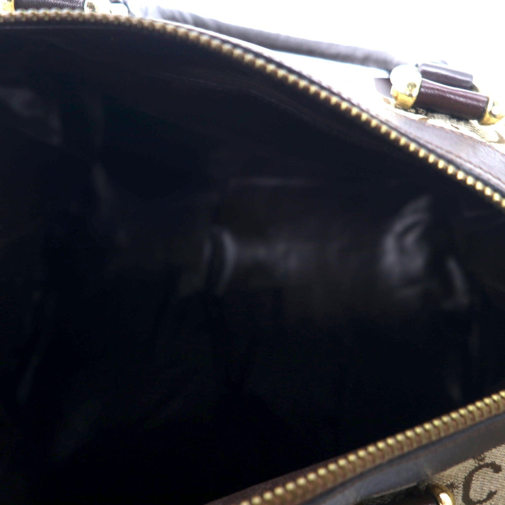 CELINE Made in Italy Old C Macadam Mini Boston Bag Brown Canvas Leather Sulky Carriage