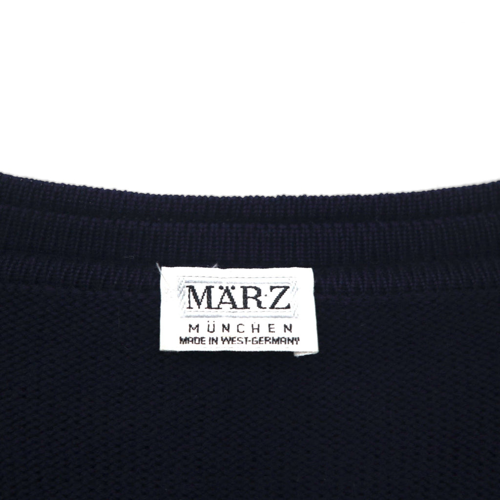 80s W.Germany Vintage Cardigan ニット カーディガン L ネイビー Vネック MARZ MUNCHEN 西ドイツ製 80年代