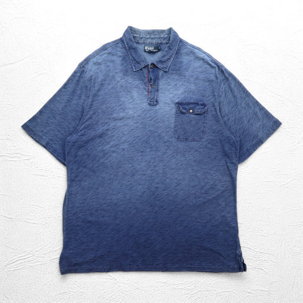 Polo by Ralph Lauren インディゴ ポロシャツ 2XLT ブルー 胸ポケット コンチョボタン