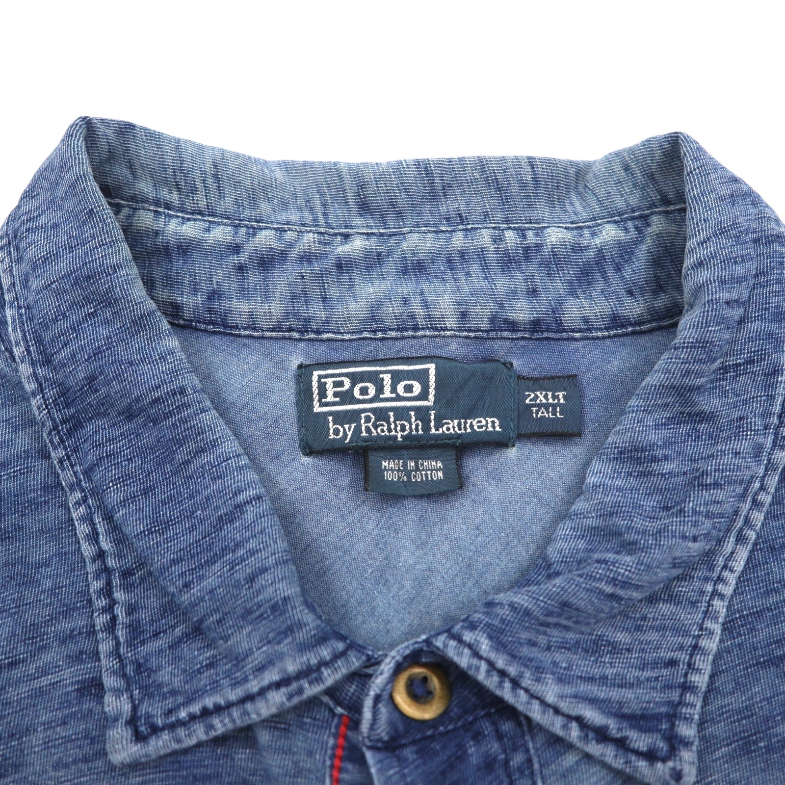 Polo by Ralph Lauren インディゴ ポロシャツ 2XLT ブルー 胸ポケット コンチョボタン