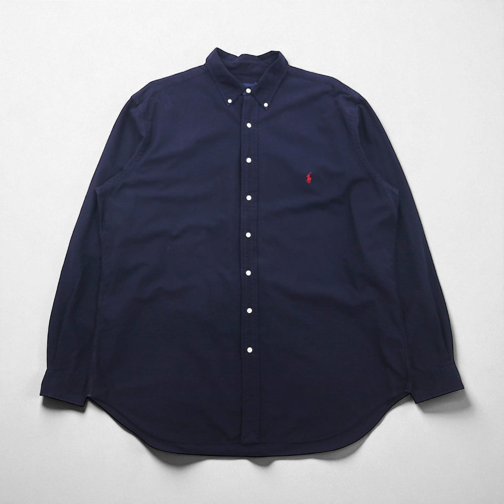Ralph Lauren ボタンダウン シャツ XL ネイビー コットン スモールポニー刺繡