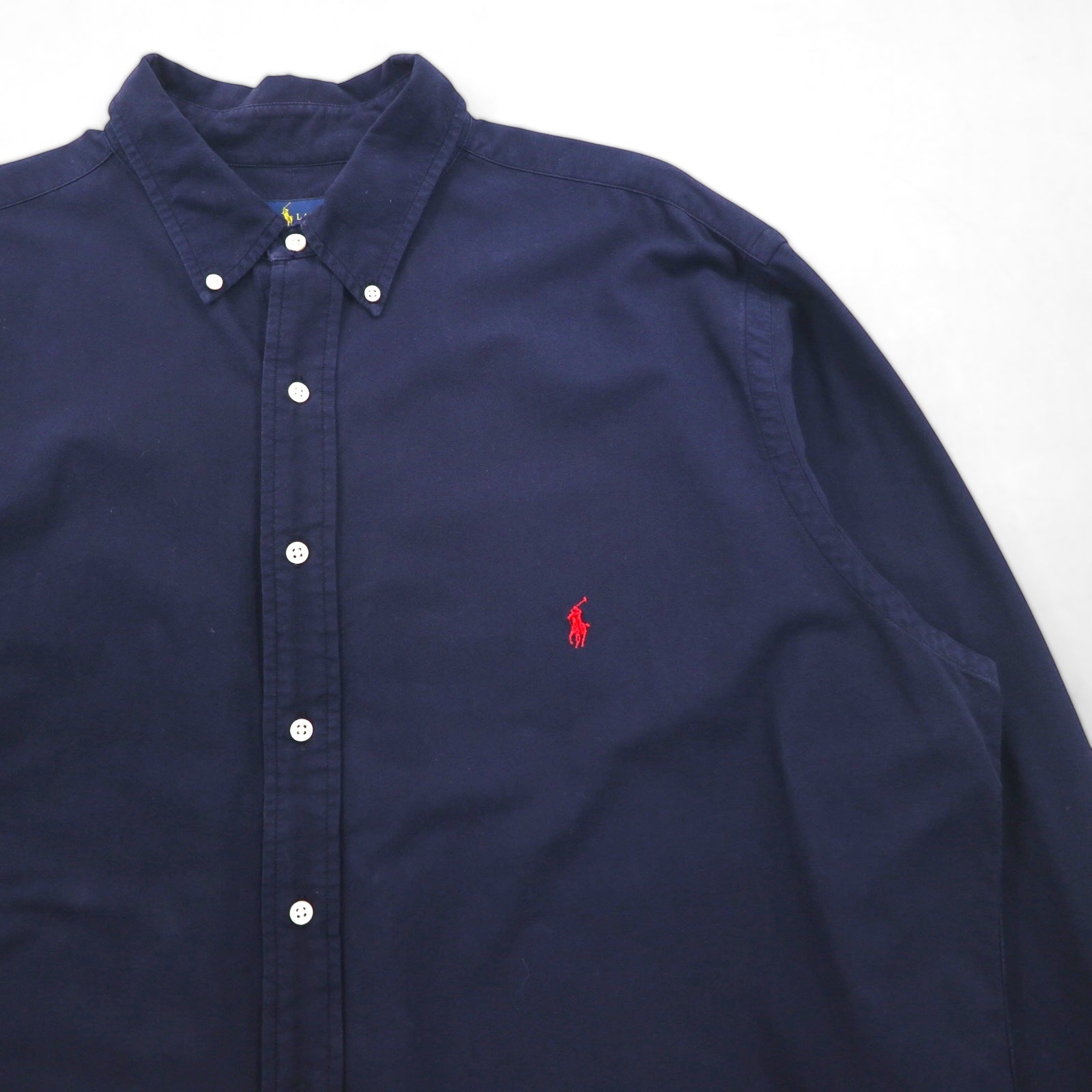 Ralph Lauren ボタンダウン シャツ XL ネイビー コットン スモールポニー刺繡