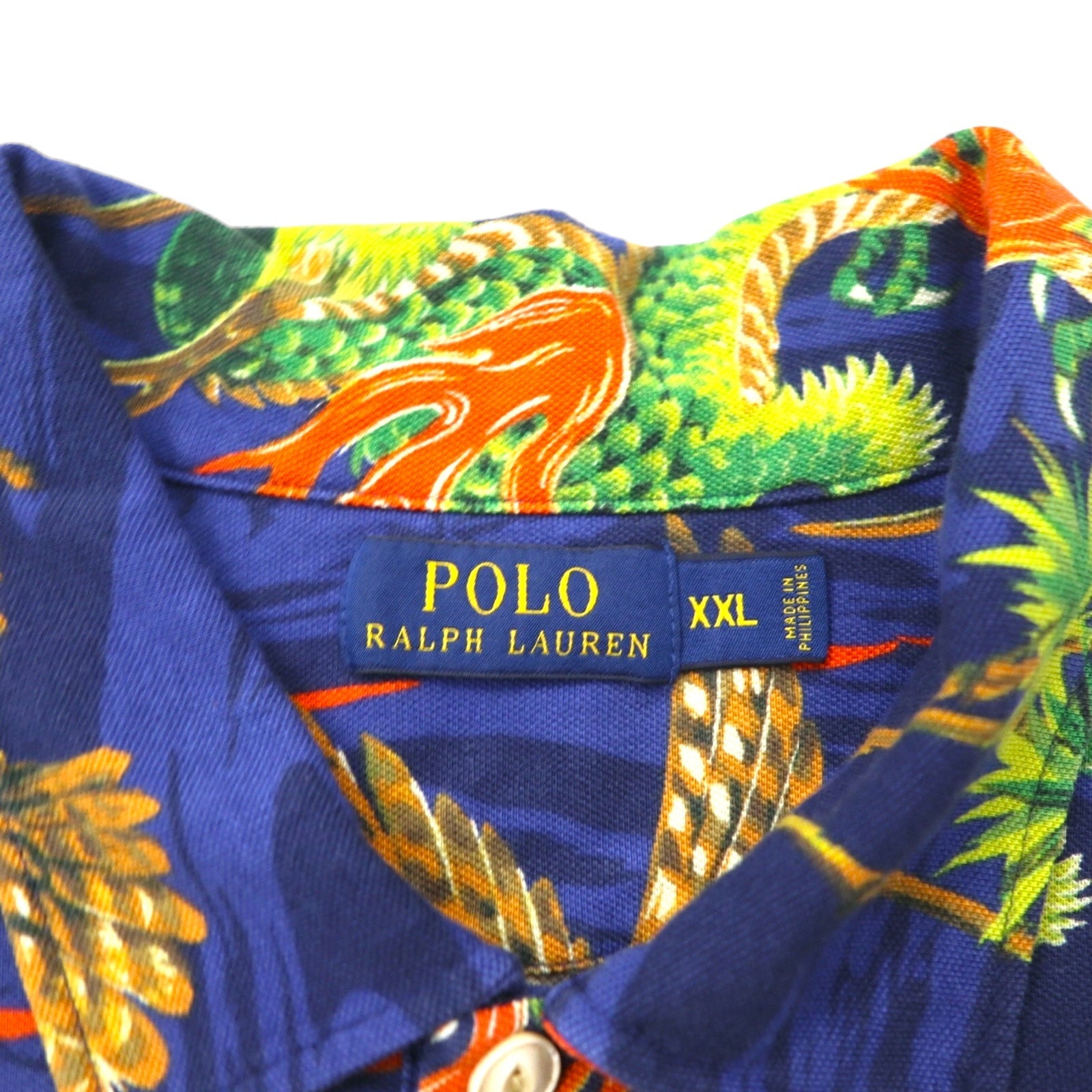 POLO RALPH LAUREN Polo giapponese 2XL blu scuro con taschino fantasia drago tigre falco