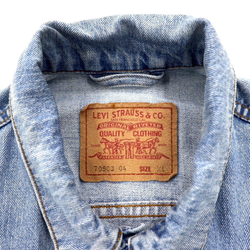 Giacca jeans Levi's anni '90 Euro Levis, taglia XL, blu, effetto ghiaccio, 70503-04, Made in Tunisia