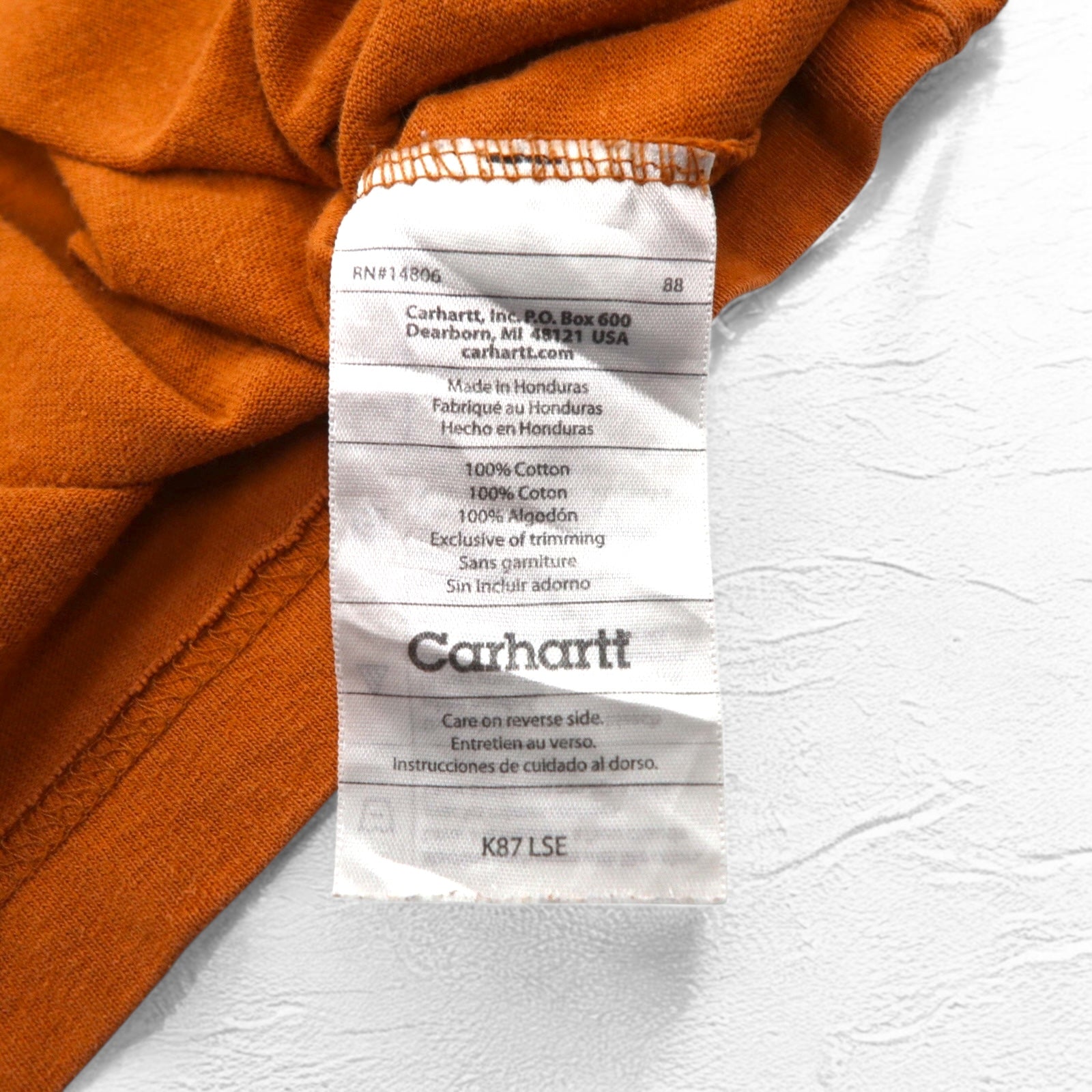 Carhartt T-shirt con taschino XL arancione cotone Honduras