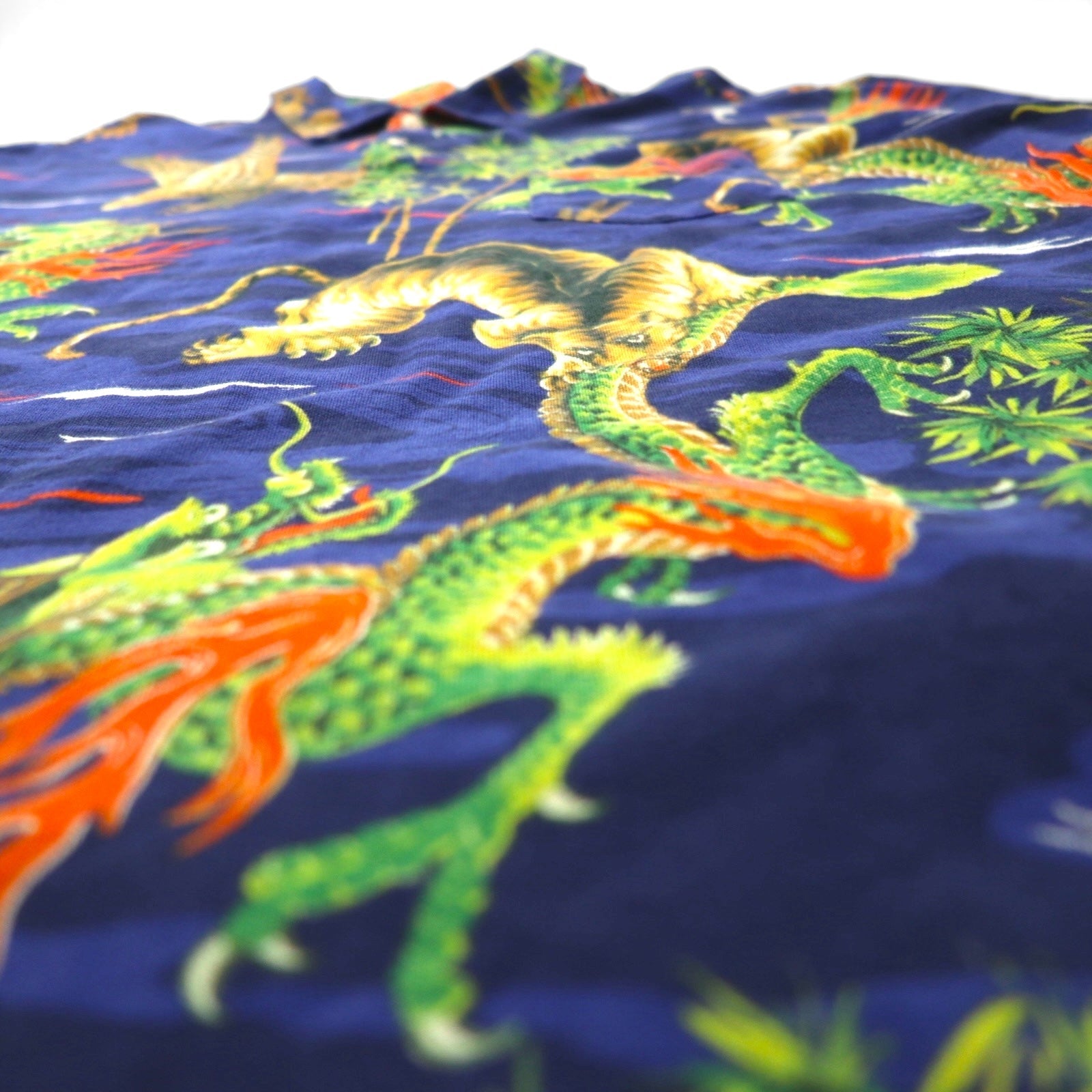 POLO RALPH LAUREN Polo giapponese 2XL blu scuro con taschino fantasia drago tigre falco