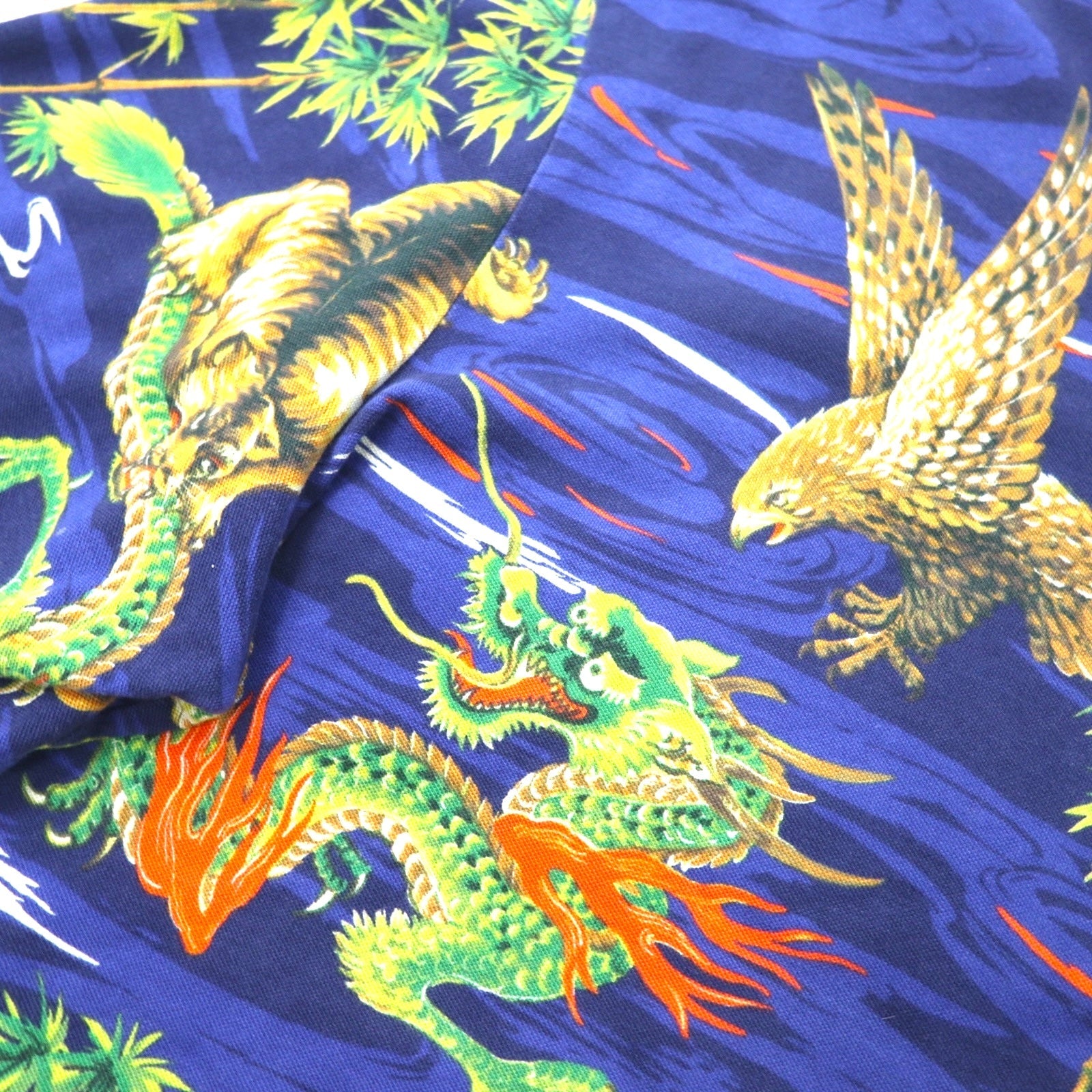 POLO RALPH LAUREN Polo giapponese 2XL blu scuro con taschino fantasia drago tigre falco
