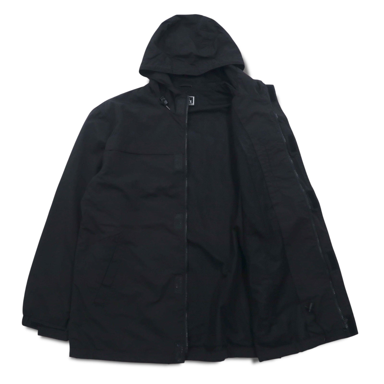 Alfredo VERSACE (A.VERSACE) Giacca a vento in nylon anni '90 con cappuccio, taglia L, nera, con fodera in rete