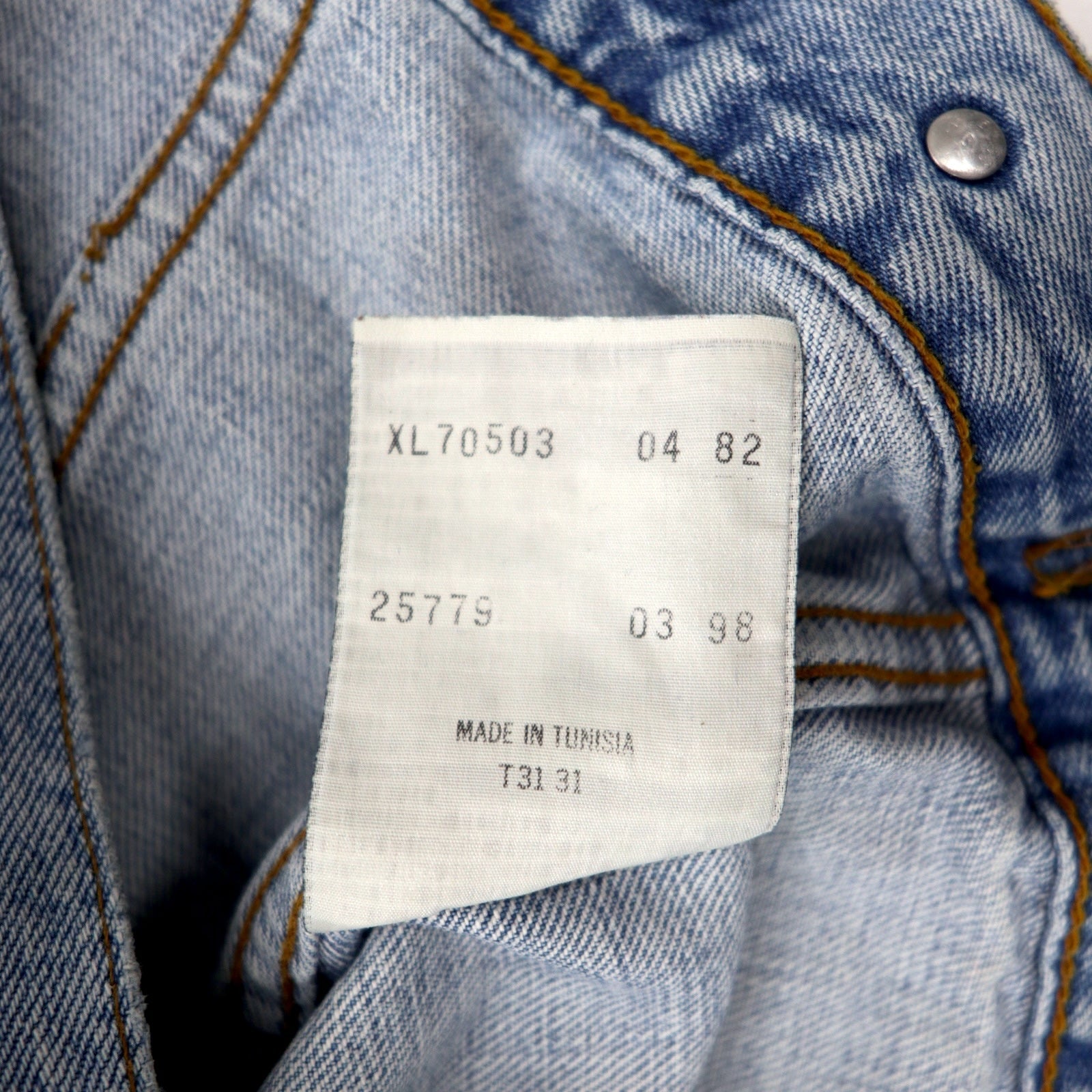 Giacca jeans Levi's anni '90 Euro Levis, taglia XL, blu, effetto ghiaccio, 70503-04, Made in Tunisia