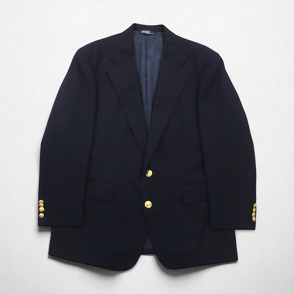 Polo Ralph Lauren 90年代 2B ブレザー 紺ブレ テーラードジャケット L ネイビー ウール 金ボタン
