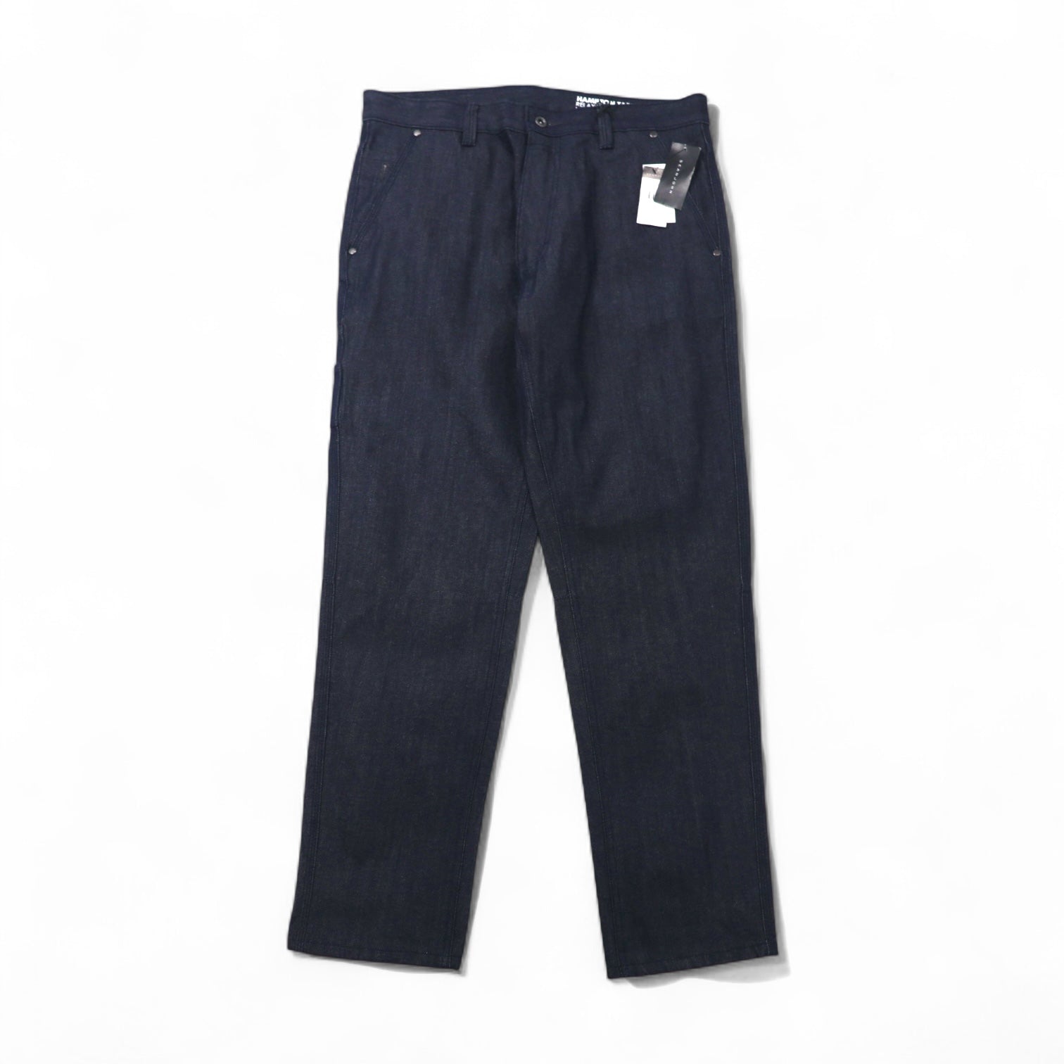 SEAN JOHN Jeans in denim rigido a gamba affusolata vestibilità rilassata L Dark Indigo HAMILTON TAPERED Nuovo con etichette