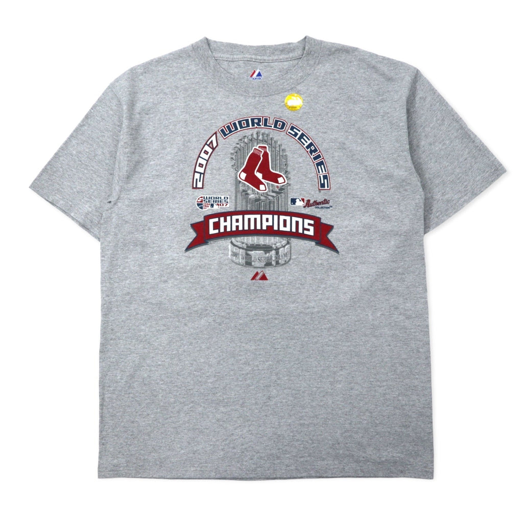 majestic T-shirt con stampa L grigio cotone MLB 2007 WORLD SERIES mai usato
