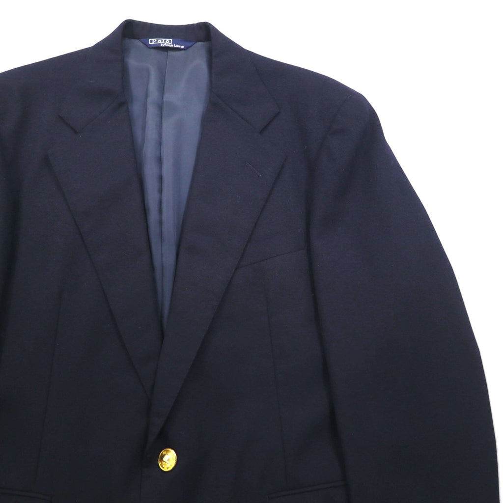 Polo Ralph Lauren 90年代 2B ブレザー 紺ブレ テーラードジャケット L ネイビー ウール 金ボタン