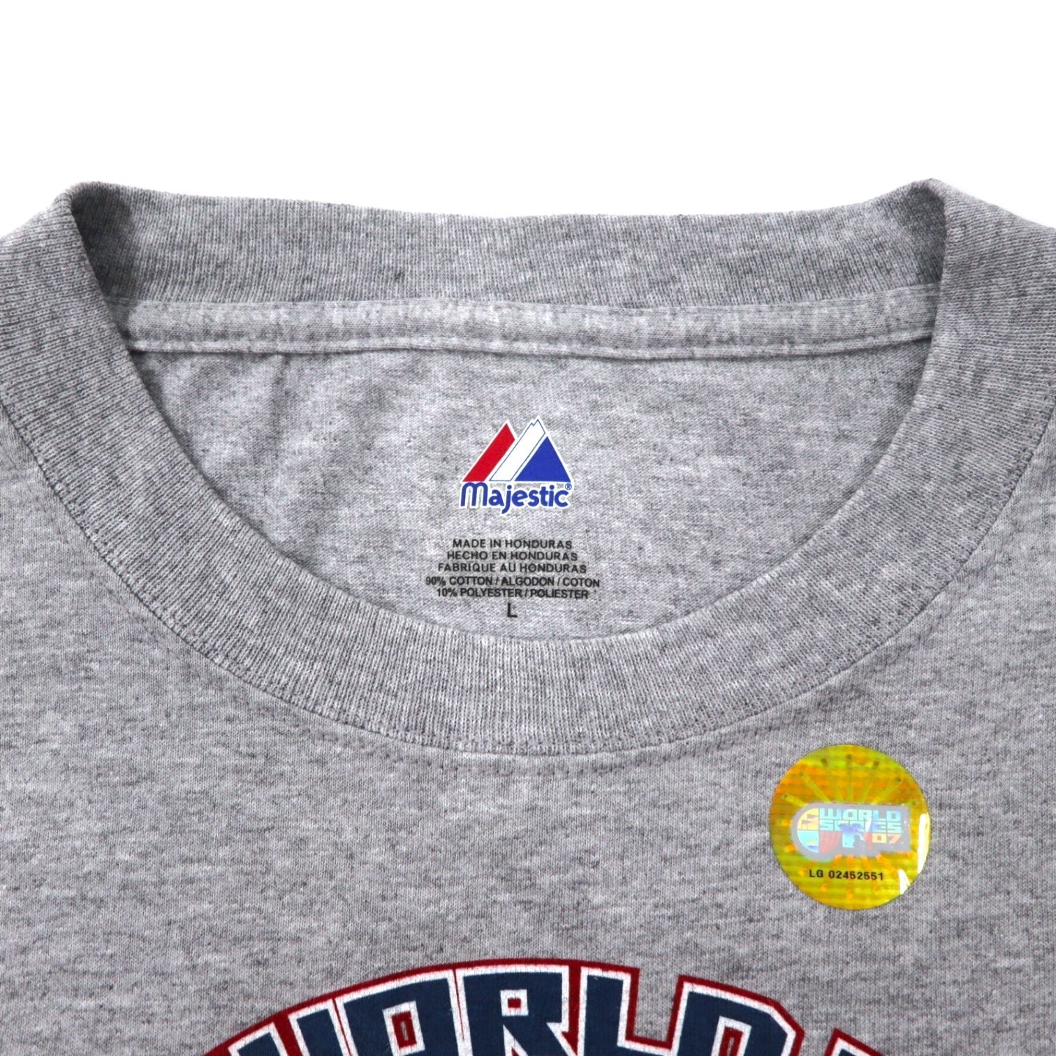 majestic T-shirt con stampa L grigio cotone MLB 2007 WORLD SERIES mai usato
