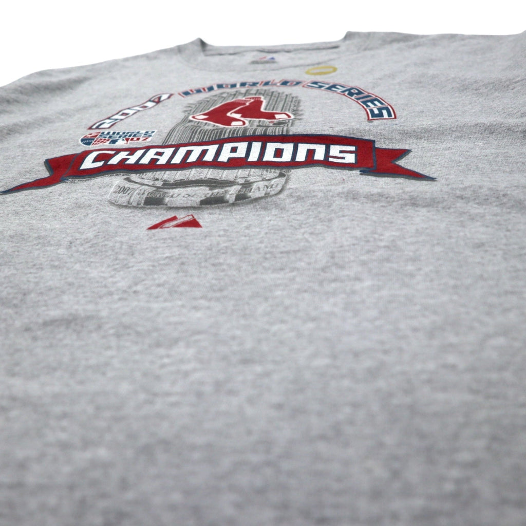 majestic T-shirt con stampa L grigio cotone MLB 2007 WORLD SERIES mai usato