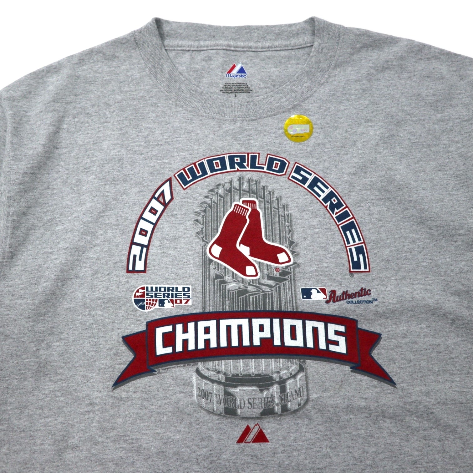 majestic T-shirt con stampa L grigio cotone MLB 2007 WORLD SERIES mai usato