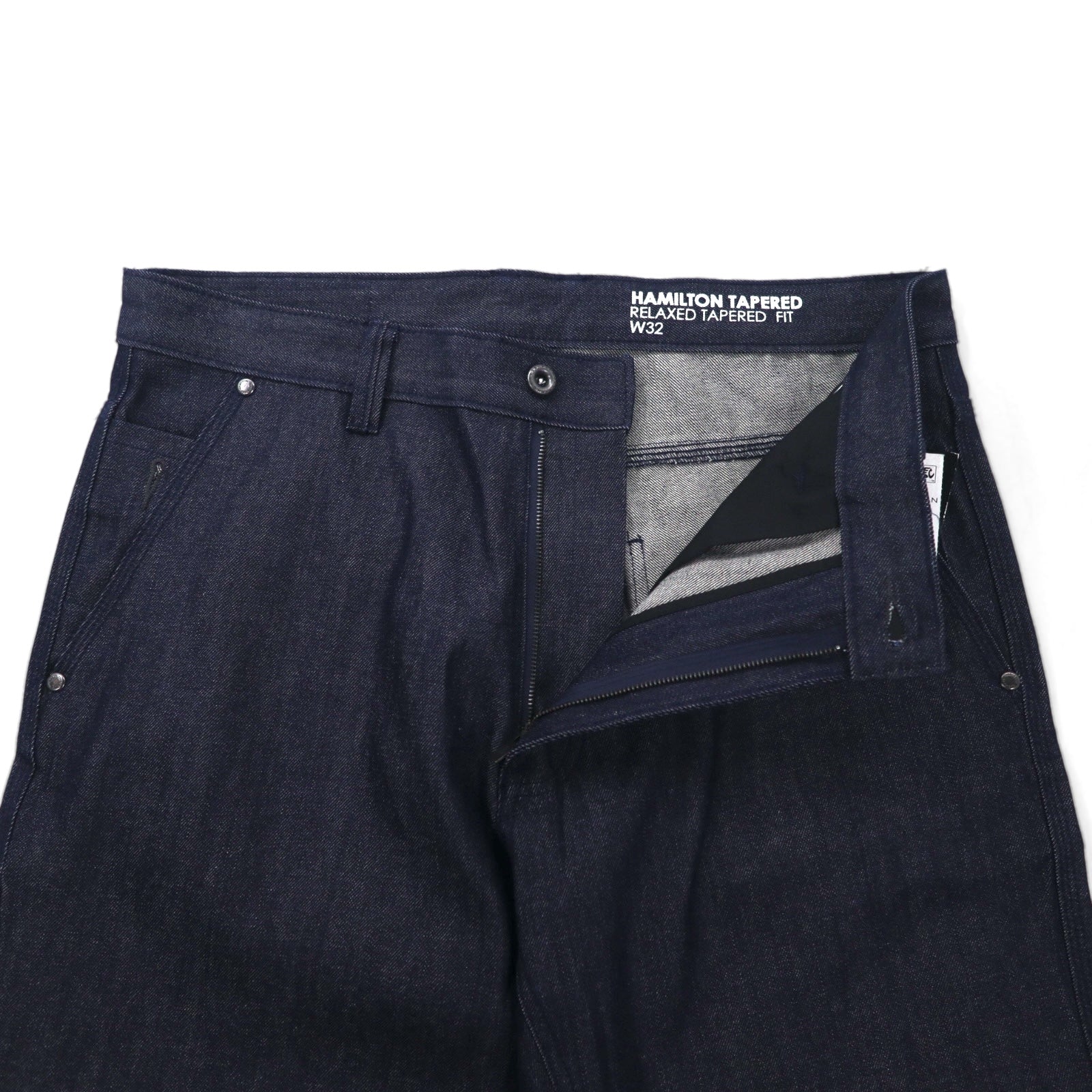 SEAN JOHN Jeans in denim rigido a gamba affusolata vestibilità rilassata L Dark Indigo HAMILTON TAPERED Nuovo con etichette